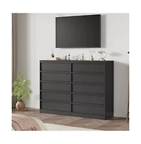 gaomon 5 Drawer Modern Handleless Dresser, 43" Tall Wooden Storage Organizer for Bedroom Living Room Nursery