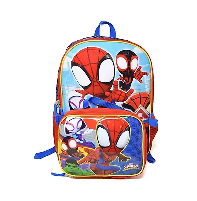 Marvel The Amazing Spidey & Friends 16" Shoulder Backpack for School with Rectangular Lunch Bag