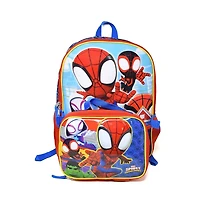 Marvel The Amazing Spidey & Friends 16" Shoulder Backpack for School with Rectangular Lunch Bag