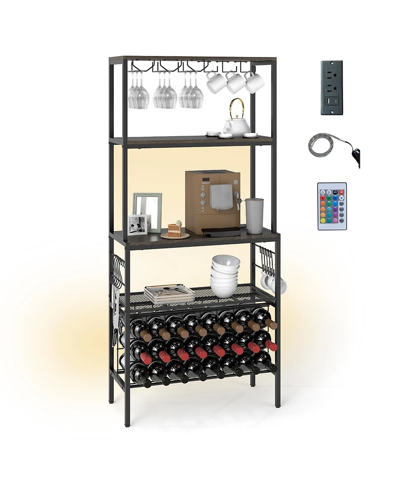 Slickblue Wine Organizer with Built Power Outlet and Bottle Storage Rack
