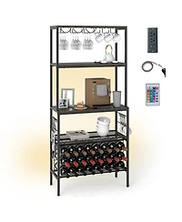 Slickblue Wine Organizer with Built Power Outlet and Bottle Storage Rack