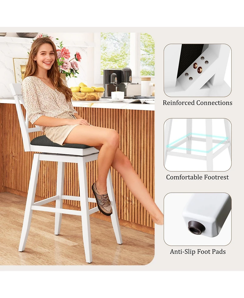 Slickblue Counter Height Bar Stools with Backrest And Upholstered Seat