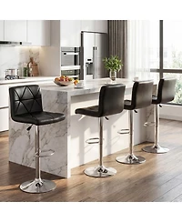Gymax Bar Stools Set of 4 Adjustable Swivel Barstools w/Back and Footrest for Kitchen