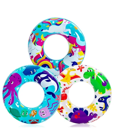 Gnuadz 3 Pack 32 inch Pool Floats Tube Swim Rings Inflatable Animal Water Toys
