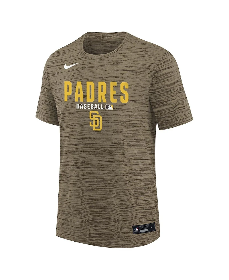 Nike Big Boys and Girls Brown San Diego Padres Authentic Collection Velocity Dri-fit T-Shirt