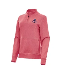 Antigua Women's Heather Red Boston Red Sox Crush Stars and Stripes Team Logo Quarter-Zip Pullover Top