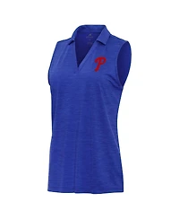 Antigua Women's Heather Royal Philadelphia Phillies Layout Sleeveless Polo Shirt