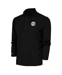 Antigua Men's Black Detroit Pistons Metallic Logo Tribute Quarter-Zip Pullover Sweatshirt