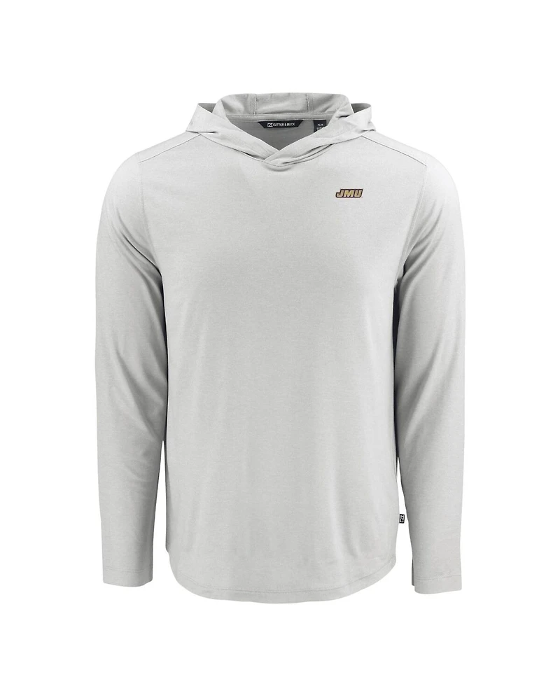 Cutter & Buck Men's Gray James Madison Dukes Coastline Epic Comfort Eco Long Sleeve Hoodie T-Shirt
