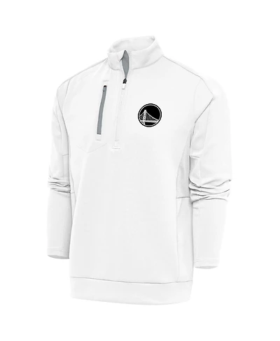 Antigua Men's White Golden State Warriors Metallic Logo Generation Quarter-Zip Top