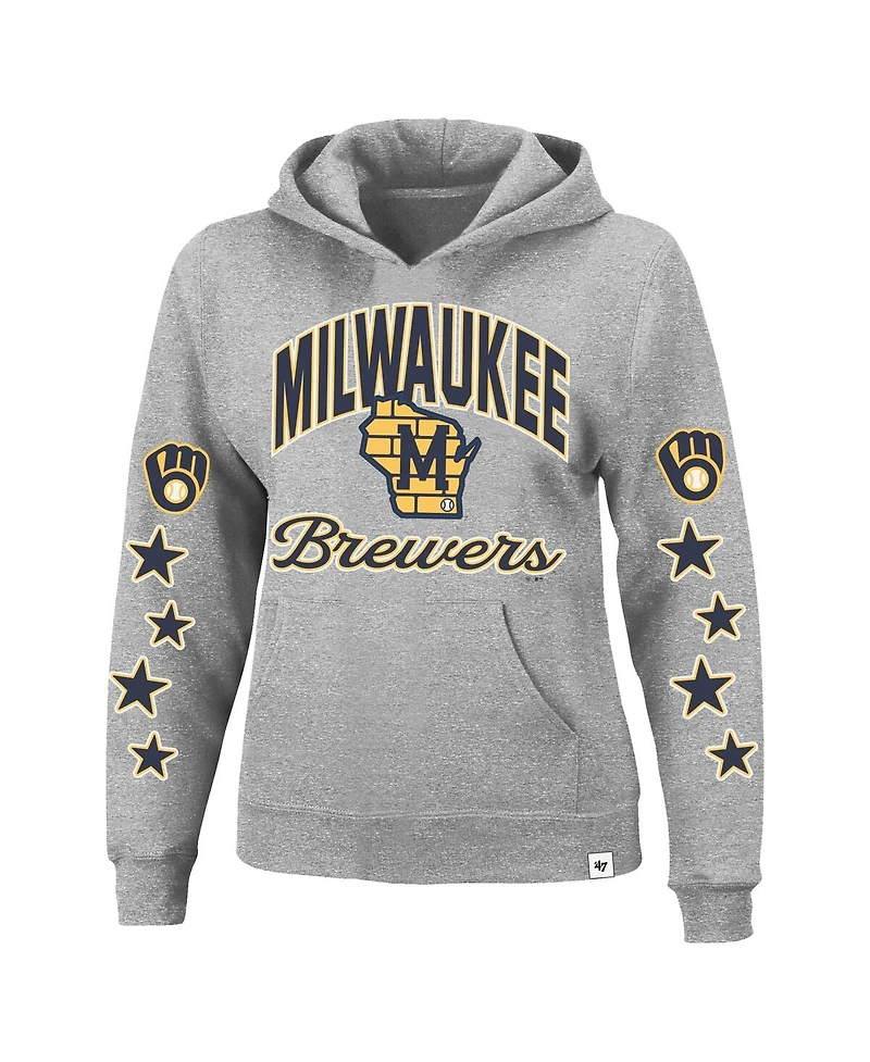 '47 Brand Women's Heather Gray Milwaukee Brewers Plus Size Starry Eye Hoodie