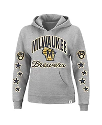'47 Brand Women's Heather Gray Milwaukee Brewers Plus Size Starry Eye Hoodie