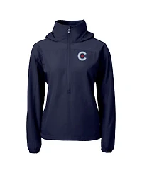 Cutter & Buck Women's Navy Chicago Cubs City Connect Charter Eco Half-Zip Anorak Jacket