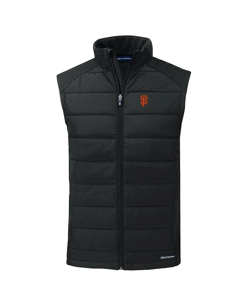 Cutter & Buck Men's Black San Francisco Giants Evoke Hybrid Eco Softshell Full-Zip Vest