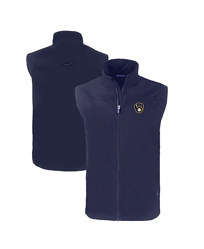Cutter & Buck Men's Navy Milwaukee Brewers Charter Eco Full-Zip Vest