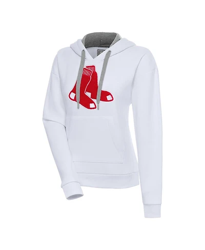 Antigua Women's White Boston Red Sox Victory Pullover Hoodie