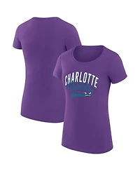 G-iii 4Her by Carl Banks Women's Purple Charlotte Hornets Super-Slim Fit Lightweight Filigree Logo T-Shirt