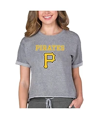Concepts Sport Women's Gray Pittsburgh Pirates Tri-Blend Mainstream Terry Short Sleeve Sweatshirt Top