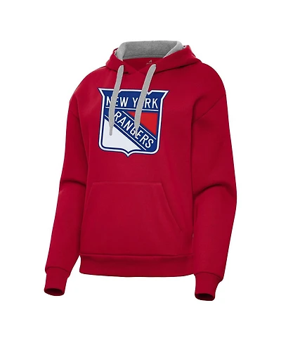 Antigua Women's Red New York Rangers Victory Pullover Hoodie