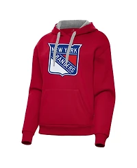 Antigua Women's Red New York Rangers Victory Pullover Hoodie