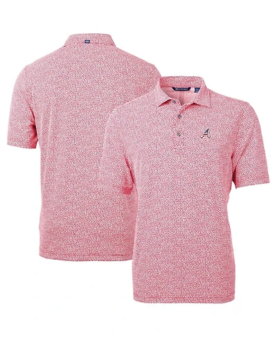 Cutter & Buck Men's Red Atlanta Braves Americana Logo Virtue Eco-Pique Botanical Polo Shirt