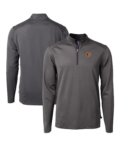 Cutter & Buck Men's Black/Gray Baltimore Orioles Virtue Eco Pique Micro Stripe Big Tall Quarter-Zip Pullover Top
