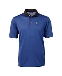 Cutter & Buck Men's Royal/Black Los Angeles Dodgers Virtue Eco Pique Micro Stripe Big Tall Polo Shirt