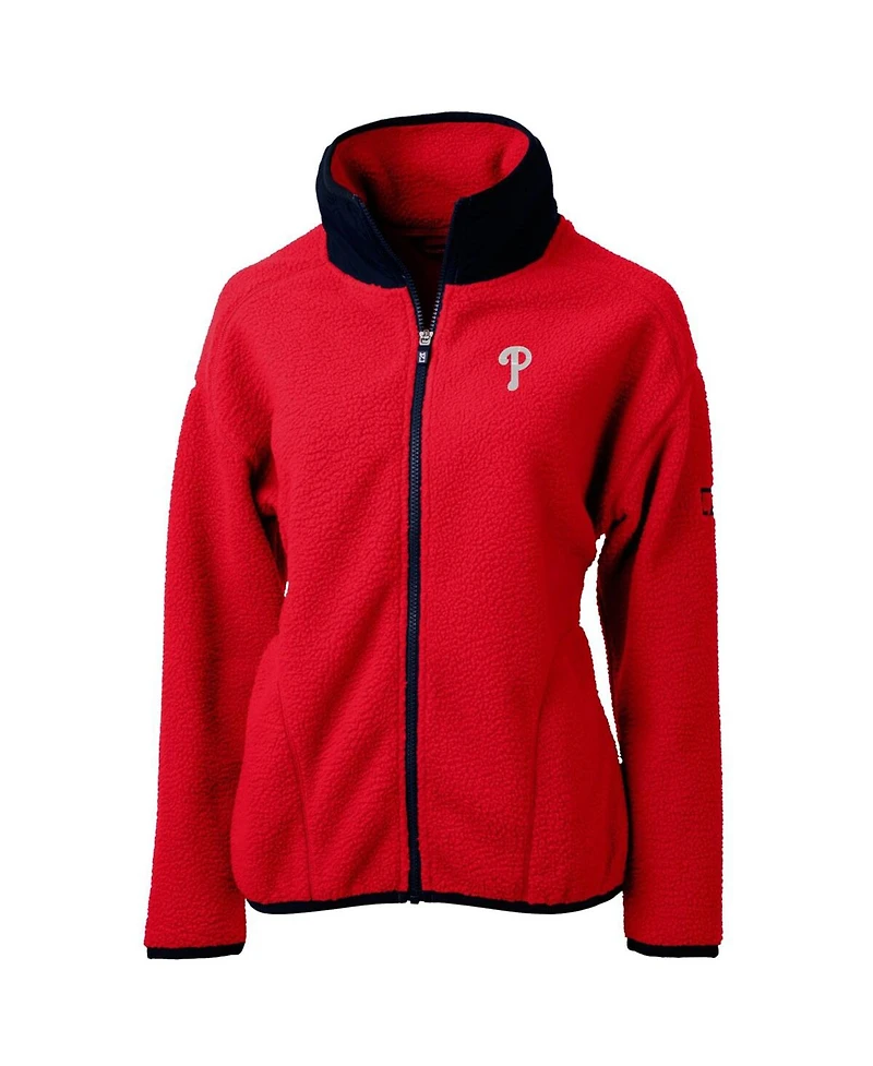 Cutter & Buck Women's Red Philadelphia Phillies Cascade Eco Sherpa Fleece Full-Zip Jacket