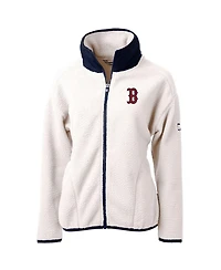 Cutter & Buck Women's White/Navy Boston Red Sox Cascade Eco Sherpa Fleece Full-Zip Jacket