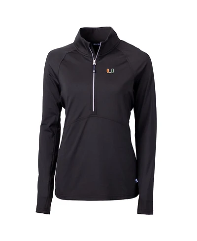 Cutter & Buck Women's Black Miami Hurricanes Adapt Eco Knit Half-Zip Pullover Jacket