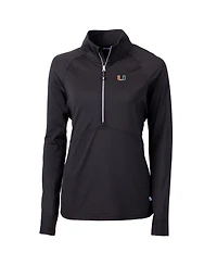 Cutter & Buck Women's Black Miami Hurricanes Adapt Eco Knit Half-Zip Pullover Jacket