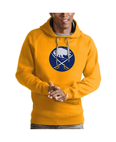 Antigua Men's Gold Buffalo Sabres Logo Victory Pullover Hoodie
