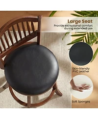 Slickblue Set of 2 Swivel Bar Stools with Back Support, Wood Frame Chairs for Kitchen Island