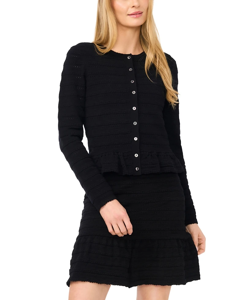CeCe Women's Long-Sleeve Crew Neck Cardigan