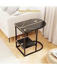 Gymax 2PCS C-Shaped Side Table Compact 2-tier Storage End for Small Space