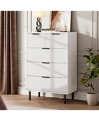 gaomon 5-Drawer Fluted Dresser for Bedroom, Modern Wide Chest of Drawers with Metal Legs Storage Cabinet