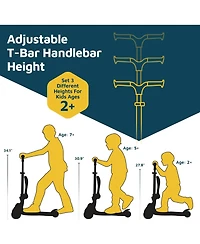 3 Wheel Scooter for Kids with Foldable Seat, Adjustable Handlebar Height, Lean-to-Steer Ride On Toy for Kids Ages 2+, Light-Up Led Wheels, Wide Anti S