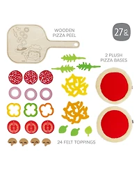 Haba Pizza Play Food Set for Kids Play Kitchen - Felt Toy Food Pizza with Toppings and Wooden Kids Kitchen Accessories for Ages 3+