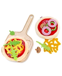 Haba Pizza Play Food Set for Kids Play Kitchen - Felt Toy Food Pizza with Toppings and Wooden Kids Kitchen Accessories for Ages 3+