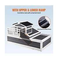Sugift 3-Room Wooden Tortoise Habitat 2-Story Reptile Enclosure with Balcony Ramp 44 x 25.6 x 24 in