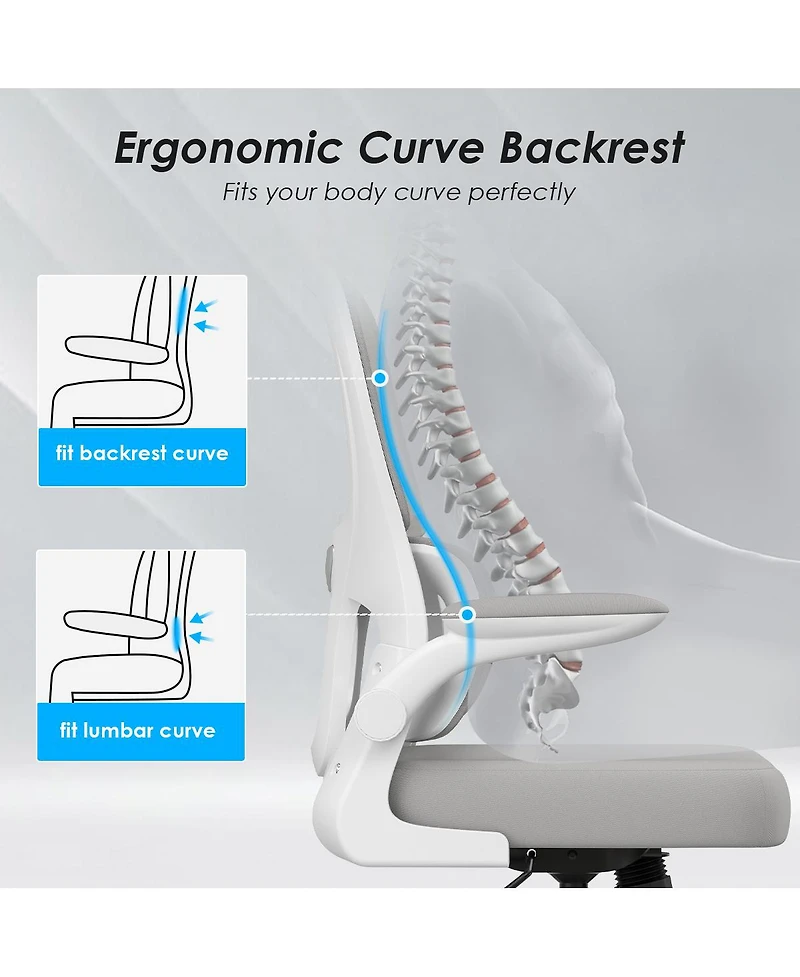 flynama Mesh Ergonomic Office Chair,Flip-Up Armrest Lumbar Support Chair