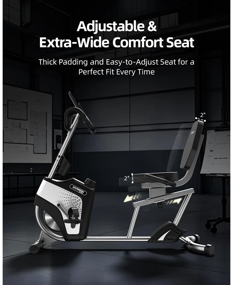 Harison Recumbent Exercise Bike, 350 lbs Capacity, Magnetic with Lcd Monitor (Hrm-B50A)