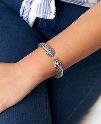 Devata Topaz and Lovina Cuff Bracelet Sterling Silver 18K Gold Accents