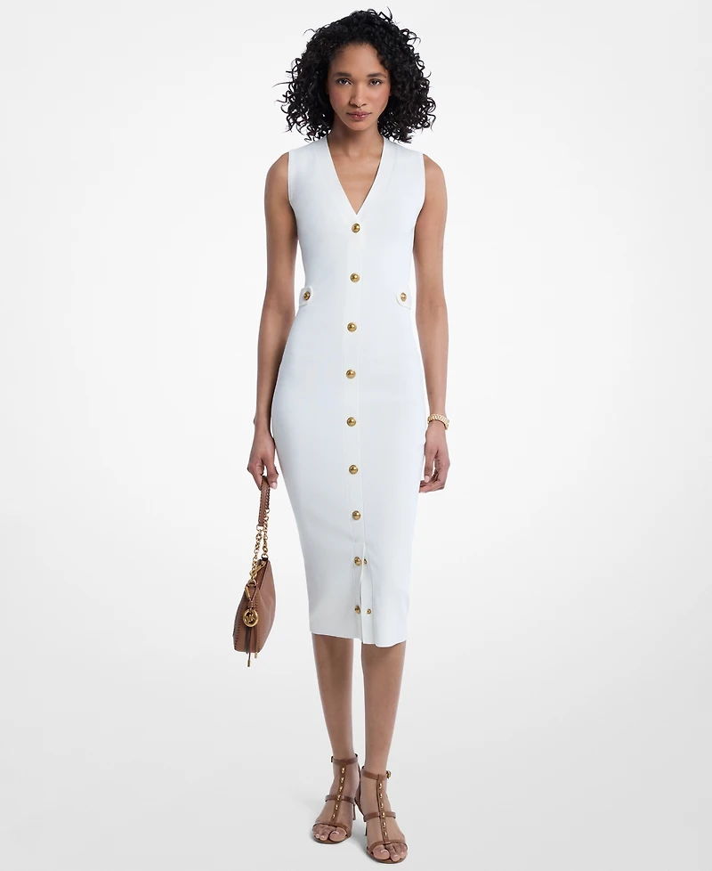 Michael Kors Women's V-Neck Sleeveless Midi Dress