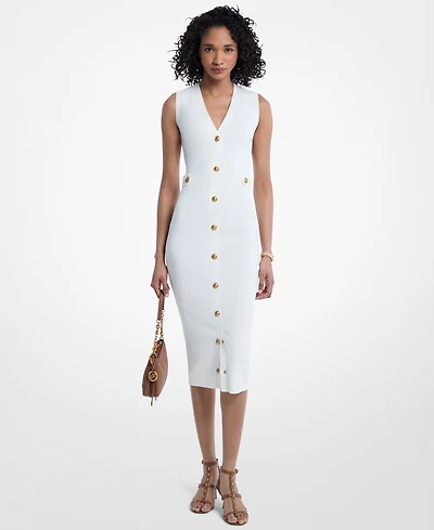 Michael Kors Women's V-Neck Sleeveless Midi Dress