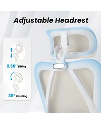 Flynama Khaki Mesh Office Chair with Footrest,Adjustable Lumbar Support Chair