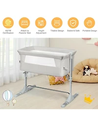 Gouun Baby 4-Height Travel Bedside Bassinet with Breathable Mesh and Carry Bag