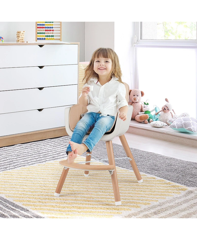 Gouun Baby 6-in-1 Convertible Wooden High Chair with Detachable Legs