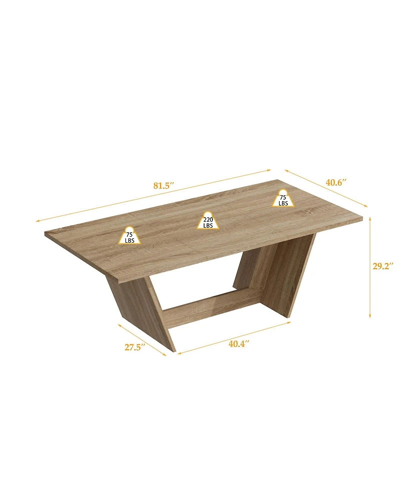 Homsee 82" Modern Wood Dining Table - Extra Wide 40 Inch Rectangular Table with V-Shaped Legs