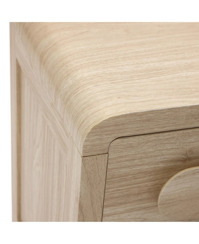 LuxenHome Nightstand with Storage, End Table with Light Wood Finish, Drawer and Open Shelf